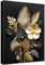 Marco de Madera Cuadros Moderno Flores 3D Oro Negro Cuadros Decorativos Lienzo Pintura Ramos Tropicales de Hojas de Coco Imagen Cuadro Decoracion Salon Baño Dormitorio Sala de Estudio 40x60cm