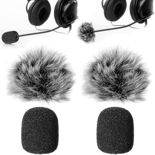 4 Set Mini Schaumstoff Mikrofon Windschutz & Fellüberzug, Lavalier Hochdichte Headset Mikrofon Abdeckungen zur Geräuschreduzierung