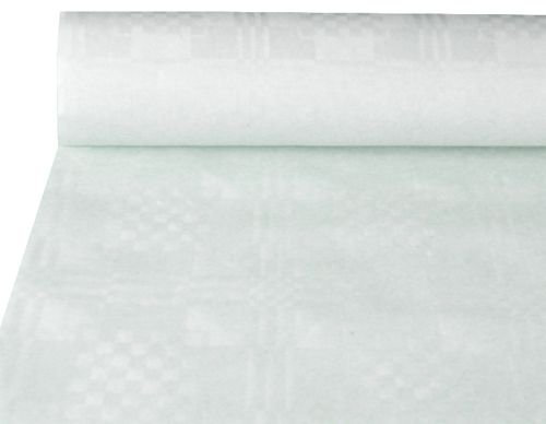 PAPSTAR Papiertischdecke weiß mit Damastprägung 25 Rollen 10mx1m