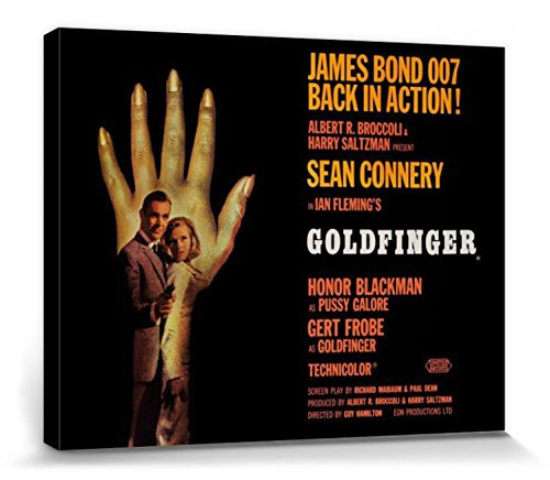 1art1 James Bond 007 Poster Goldfinger, Sean Connery Bilder Leinwand-Bild Auf Keilrahmen | XXL-Wandbild Poster Kunstdruck Als Leinwandbild 50x40 cm
