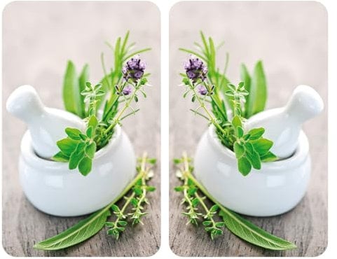 WENKO Plaque de Protection Cuisson en Verre trempé Herbes Lot de 2, Protection Tous Types de Plaque