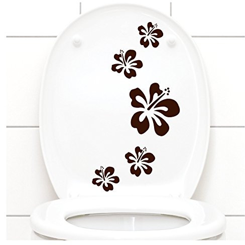 Grandora Klodeckel Aufkleber Hibiskusblüten I braun 5er Kreativset I Bad Blüten Blumen Hibiskus Aufkleber Wandaufkleber Wandsticker W916