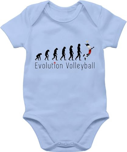 Shirtracer Baby Body Junge Mädchen - & Entwicklung - Volleyball Evolution - 3/6 Monate - Babyblau - volleyballer strampler kurzarm