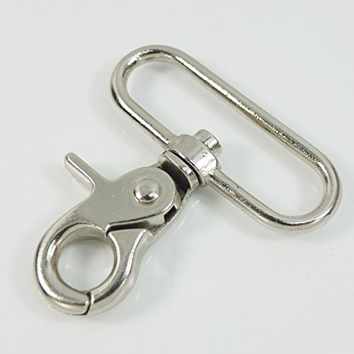 micoshop Karabinerhaken aus Metall, 50 mm, robust, TS05, Nickel, 10 Stück
