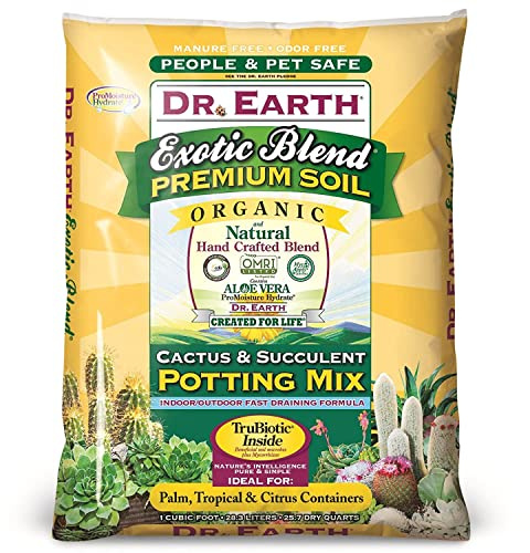 Dr. Earth 810 Exotic Cactus & Succulent Soil, 8 Quart, Natural