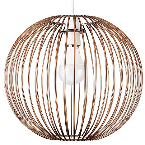 MiniSun | Retro Metal Basket Style Globe Ceiling Pendant Light Shade in a Copper Effect Finish Complete with a 6w LED GLS Bulb | Shades & Home Improvements Essential | 30cm Shade Width