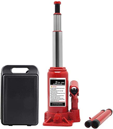 BAOSHISHAN Cric-Bouteille à Double vérin Cric de Levage Portable hydraulique 15 cm - 36,5 cm Plage de Levage 5,1 LB (2 tonnes) avec étui de Transport