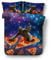 Sticker superb Galaxis Faultier Tier Bettbezug Set mit Kissenbezug, Cartoon Faultier Junge Mädchen Mann Weiche Baumwolle Bettwäsche Set Nicht-Eisen (Galaxis Faultier mit Pizza, 135_x_200_cm)
