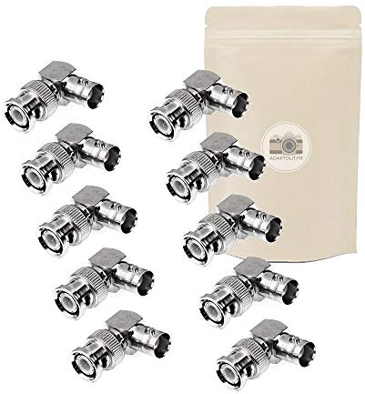 Adaptout X10 Adaptateur Prise BNC Male vers Femelle 90° coude coaxial connecteur Angle s Video SDI CCTV Surveillance 90 50 Ohms Marque FRANÇAISE