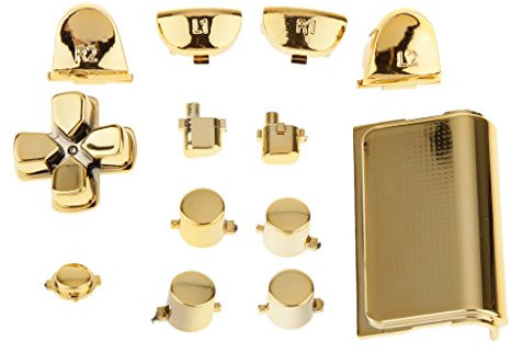 Almencla Ersatz Verchromungstasten Und Touchpad Für Den PS4 Controller - Gold