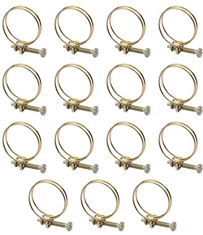 MroMax Lot de 15 colliers de serrage réglables en fil d'acier pour tuyau double - 45 mm (diamètre intérieur) x 2 mm (diamètre du tuyau) - Laiton et surface galvanisée