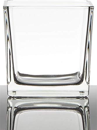 INNA-Glas Tiesto de Cristal Kim, Cubos/Cuadrado, Transparente, 12x12x12cm - Macetero - Maceta