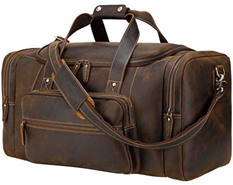 Polare Reisetasche für Herren, 58,4 cm, Vollnarbenleder, Wochenendtasche, Reisetasche