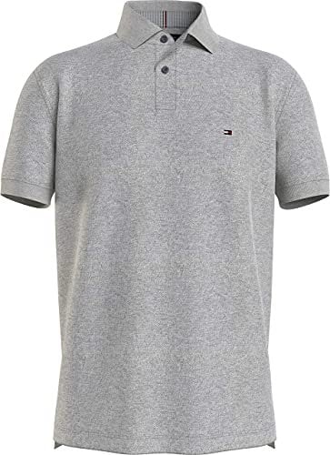 Tommy Hilfiger Men’s Short Sleeve 1985 Regular Fit Polo Shirt, Grey (Medium Grey Heather), M