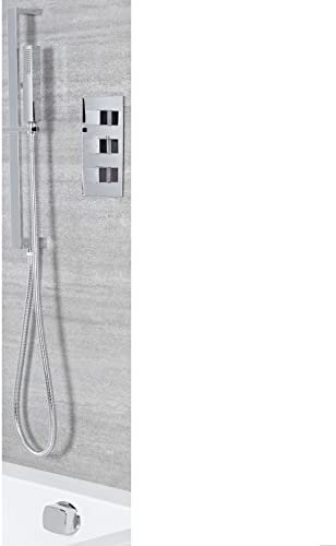 Milano Arvo Thermostatic Mixer Valve Hand Shower Riser Rail Overflow Bath Filler Tap - Chrome