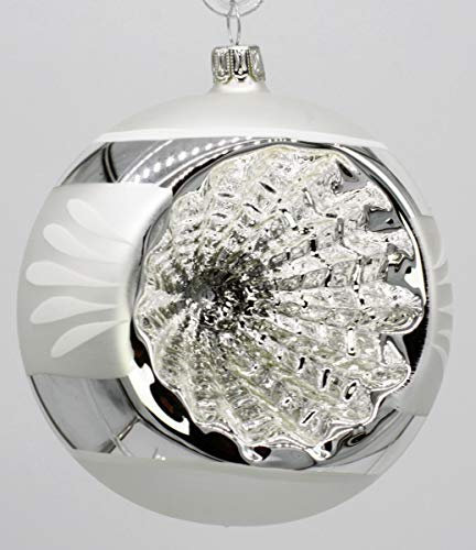 condecoro Christbaumkugel Reflex Silber-Weiss D9: Weihnachtsbaumschmuck, Christbaumkugel, Glas, Weihnachten