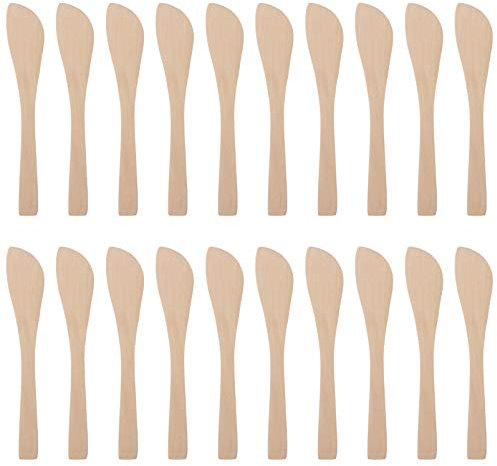 Cabilock 20pcs Small Beech Butter Spatulas Wooden Dumpling Filling Spoon Peanut Butter Spreaders Wipe Spoons Spreading Tools for Kitchen