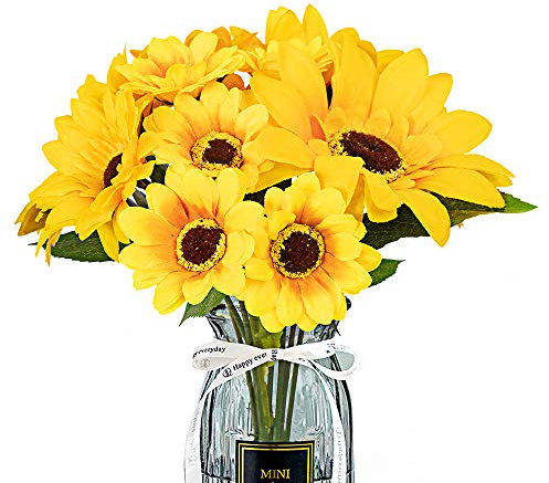N&T NIETING Künstliche Sonnenblume, 20 Stück Seide Künstliche Blumen Gelbe Blumen Herbstblumen für Blumenarrangement Hochzeitsstrauß Tischdekoration Zuhause Garten Party Herbst Dekoration