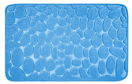 WohnDirect Tappeto da Bagno Blu 60 x 100 cm - Memory Foam - Antiscivolo e Lavabile
