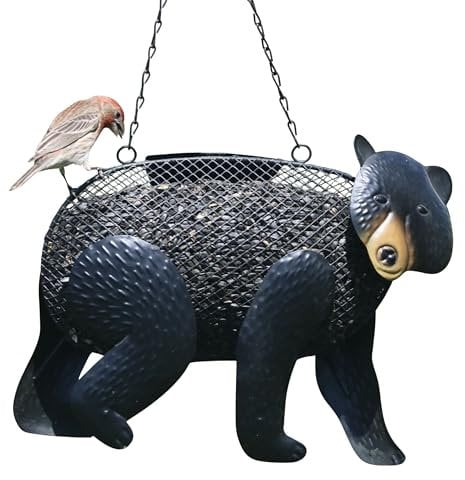 Gift Essentials Vogelfutterstation aus Metallgeflecht, schwarzer Bär mit Kette zum Aufhängen, für ca. 5 Tassen Vogelfutter