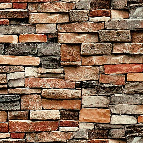 Ohmywor Peel and Stick Red Brick Effect Wallpaper - Self Adhesive Vinyl for Living Room, Bedroom, Home Decor