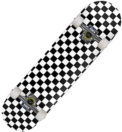 Skateboard Schwarz und weiß aus Ahornholz 31 x 8 Zoll Kinder und Erwachsene Kugellager Cruiser Komplettboard für Anfänger Jugendliche