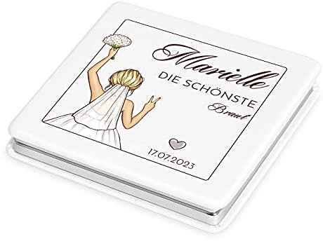 Maverton Taschenspiegel mit Aufdruck - quadratischer Spiegel - Vergrößerungsspiegel - personalisierter Klappspiegel - Reisespiegel für Handtaschen - Geschenk für Frauen