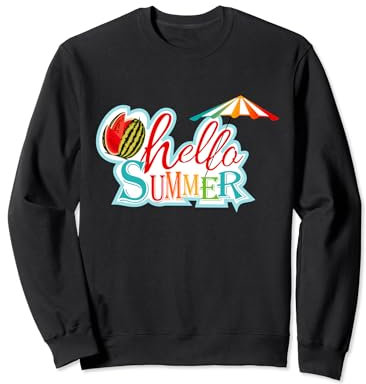 HOLA VERANO Y SANDIAS Y SOMBRILLAS DE PLAYA VIBRANTES Sudadera