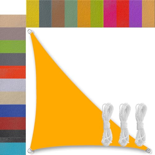 voiles d'ombrage 3x3x4.3m pour Patio Imperméable 185g/㎡ Tissu PES Voile d'ombrage Serre pour Patio Jardin terrasse extérieur Camping Jaune Mangue Triangulaire Triangle