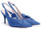 PiePieBuy Womens Pointed Toe Slingback Pumps Mid Heel Bow Stilettos Sandals Faux Suede Wedding Party Dress Shoes, Navy, 4 UK