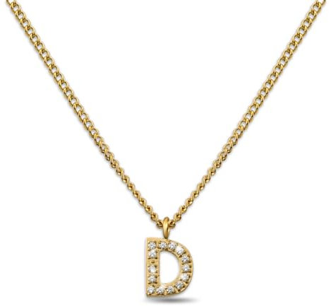 GD GOOD.designs Kette Buchstabe D Gold für Damen I 18K vergoldete Halskette mit Zirkonia Initialien I Goldene 316L Edelstahl Buchstabenkette (Buchstabe D)- Valentinstag-Geschenk für Sie und Ihn