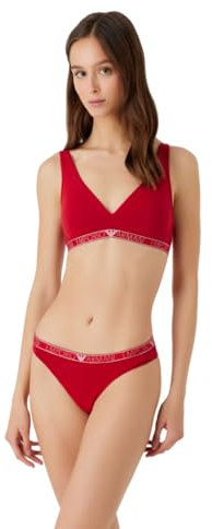 Emporio Armani Women's 2-Pack Essential Studs Logo Thong, Ruby Red, Small