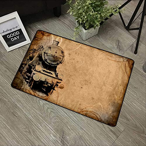 URSOPET Rutschfester Badvorleger,,Antiker Alter Eisenzug im Alter von Sepia Grunge Style Design Industrial Theme Artsy,,Mikrofaser Duschvorleger Teppich für Badezimmer Küche Wohnzimmer 40x60 cm