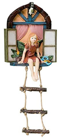 Rachlicy Elfen Figuren Feengarten Ornamente Outdoor Fenster Statue Miniatur Mädchen Leiter Hängende Baumskulptur Mikrolandschaft Ornament Elfen Figuren,Figuren Garten,Feen Figuren,Feen, Elfen Figuren