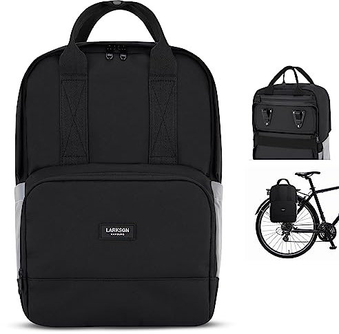 LARKSON Fahrradtaschen für Gepäckträger Reflektierend Damen & Herren - No 6 Bike - 2 in 1 Fahrrad Tasche Rucksack & Gepäckträgertasche Hinten - Wasserabweisend