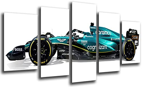 Cuadro Moderno Fotografico Coche Fórmula 1, Aston Martin AMR23 2023, Alonso, Stroll, 165 x 62 cm, ref. 27433