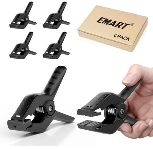EMART 6 Pack Heavy Duty Muslin Spring Clamps, 4.5 inch Photo Booth Backdrop Clips for Photography Studio - Black