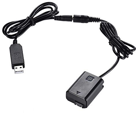 Andoer NP-FW50 Dummy Battery + DC Power Bank (5V 2A) USB Adapter Cable Replacement for AC-PW20 for Sony NEX-3/5/6/7 Series A33 A37 A35 A55 a7 a7R a7II A6000 A6300