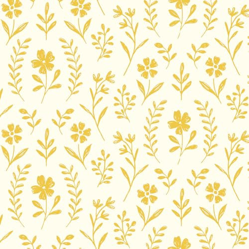 CiCiwind Blumen Tapete Selbstklebende Tapete 41×300cm Weiß Gelb Blume Blatt Wandverkleidung Selbstklebend Dickes Möbelfolie Selbstklebende Wasserdicht Wand Möbel Klebefolie