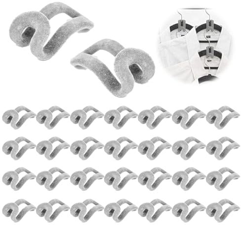 PIMXL Kleiderbügel Verbindungshaken - Set mit 30 Platzsparenden Kleiderbügeln, Gestapelte Mini-Kleiderbügelhaken, Kleiderbügel Clip Drop Verbindungsgriff für Mehr Nutzbaren Platz Im Schrank