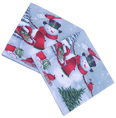 MAGICLULU 100 Stück Weihnachtsservietten mit Schneemann- Festliche Party-taschentücher Weihnachtsbedarf Dekorative Dinnerservietten für Weihnachten Geburtstag Hochzeit