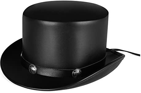 LERONO Steampunk Zylinderhut PU Pork Pie Hut Steampunk Hut Zylinderhut Bowlerhut Magier Zylinder Magier Performed Hat Pork Pie Hat