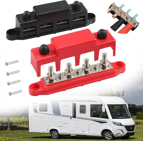 Idota Sammelschiene 12V - 48V DC Sammelschienen Verteilerblock 150A Busbar mit M8 Klemmenbolzen Stromschiene für Auto Boot Solarsystem