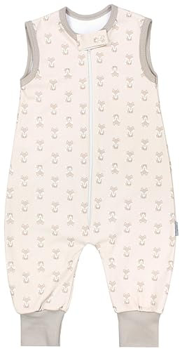 TupTam Sommerschlafsack Baby mit Füßen – Leichter Schlafsack Baby Sommer 0.5 TOG, OEKO-TEX, Farbe: Füchse/Beige, Größe: 68-74
