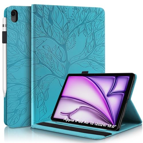 Succtopy Coque pour iPad Air 13 Pouces M3/M2 (2025/2024) Housse de Protection avec Porte-Pencil Étui à Rabat avec Support Fonction iPad Air 13 Pouces M3/M2 (2025/2024) Bleu