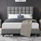 Yaheetech King Bed Frame Upholstered with Adjustable Square Tufted Headboard/Linen Fabric/Sturdy Wooden Slat Support/No Box Spring Needed, 5ft King Bed Light Grey