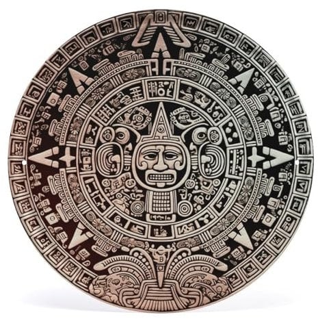 Circular Metal Wall Art, Mayan Calendar End of The World Print Iron Wall Hanging Vintage Circular Sign Industrial Metal Art Decorative Metal Plate