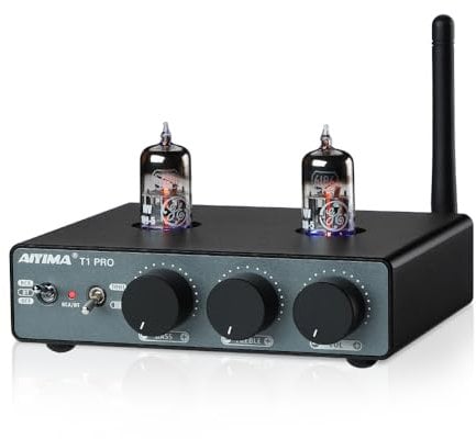 AIYIMA T1PRO - Preamplificatore per Tubo Audio Domestico, Mini Ricevitore Bluetooth 5.1 QCC3040 APTX-HD Con Regolatori Sonori Bassi e Uscita Trigger