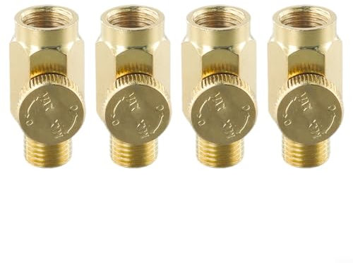 Inline Regulator Adjustable Air Pressure Valve Tool in Line Air Flow Valves Adjustable Air Pressure Valve Tool, 4PCS 1/4 NPT Inline Regulator, Premium Brass, Air Pressure Compressor Tool