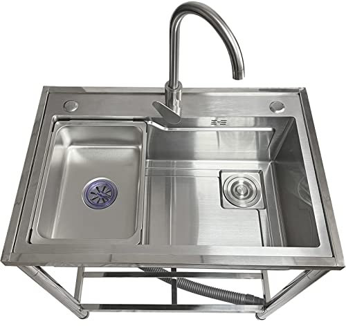 Kommerzielle Edelstahl-Einzelbecken-Vorbereitungsspüle mit Wasserhahn und Handwaschbecken für Catering-Küchenspülen